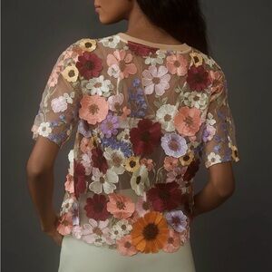 Anthropologie Multicolor Floral Embroidered Blouse
